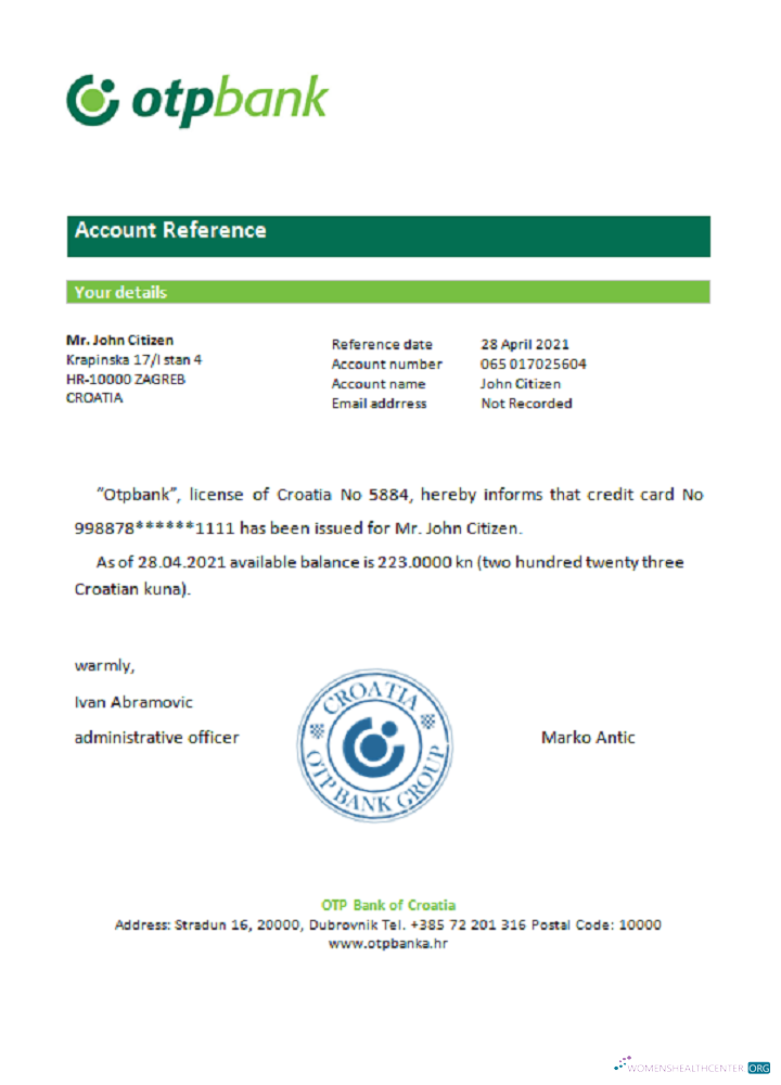 Download Croatia Otpbank reference Photoshop template